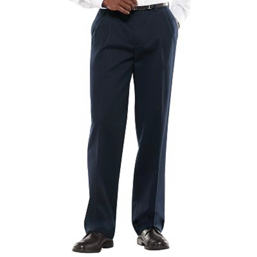 Mens Navy Pants, 32x32, easy care casual stretch, classic fit​